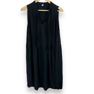 Old Navy Women's Size M Pleated Front Tank‎ Midi Dress Black Sleeveless Tie Neck